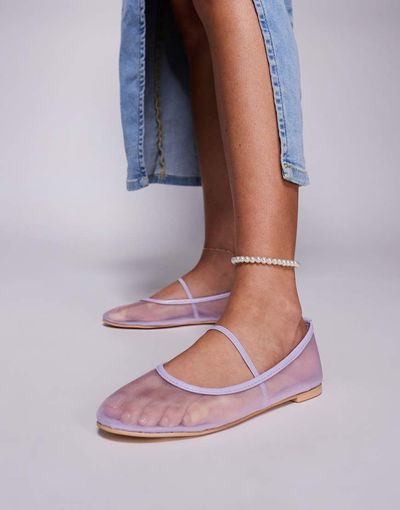 Public Desire Public Desire Twiggie ballet flat in mesh lilac-Yellow