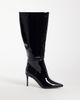 Public Desire Public Desire Venezuela stiletto heel knee boots in black patent - 1