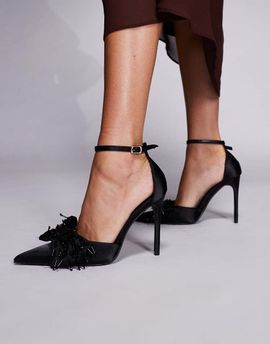 Public Desire Public Desire Verde heeled shoes with bow detailing in black