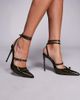 Public Desire Public Desire Viper strappy pointed toe heeled shoes in green patent - 1
