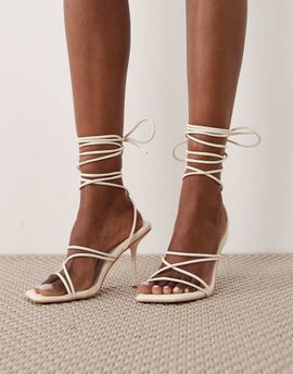 Public Desire Public Desire Whimsy strappy heeled sandals in cream-Neutral