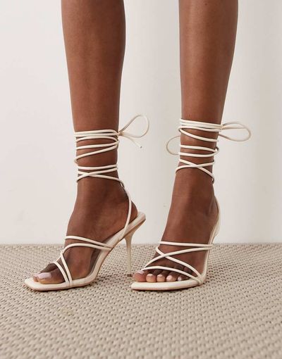 Public Desire Public Desire Whimsy strappy heeled sandals in cream-Neutral