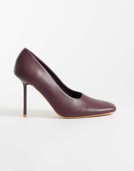Public Desire Public Desire Wintour square toe heeled pumps in burgundy-RED