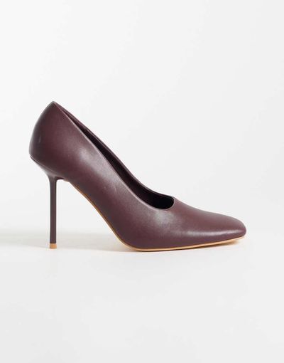 Public Desire Public Desire Wintour square toe heeled pumps in burgundy-RED