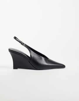 Public Desire Public Desire Yolanda wedge slingback heeled shoe in black