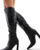 Public Desire Wide Fit Public Desire AcquillaWide Fit heeled knee boots with square toe in black PU - 1