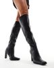 Public Desire Wide Fit Public Desire AcquillaWide Fit heeled knee boots with square toe in black PU - 2