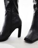 Public Desire Wide Fit Public Desire AcquillaWide Fit heeled knee boots with square toe in black PU - 3