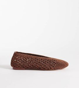 Public Desire Wide Fit Public Desire Dylan Wide Fit woven ballet flats in chocolate brown
