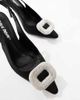 Public Desire Wide Fit Public Desire Floss Wide Fit embellished trim heeled slingback shoes in black satin - 3
