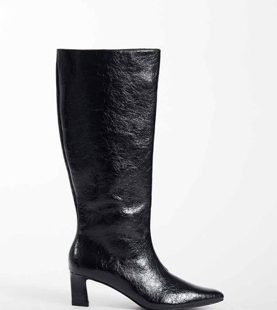 Public Desire Wide Fit Public Desire Wide Fit Boomer heeled knee boots in black faux suede