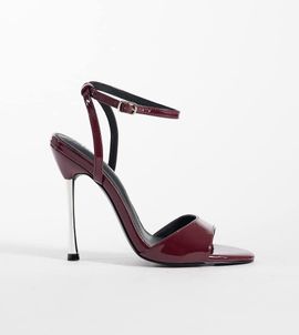 Public Desire Wide Fit Public Desire Wide Fit Brooklyn heeled sandals in burgundy patent-Red