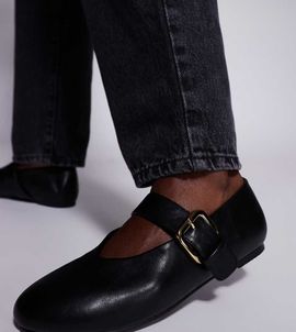 Public Desire Wide Fit Public Desire Wide Fit buckle detail ballet flats in black