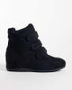 Public Desire Wide Fit Public Desire Wide Fit Carmina wedge sneakers in black suedette - 1
