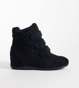 Public Desire Wide Fit Public Desire Wide Fit Carmina wedge sneakers in black suedette