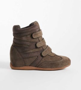 Public Desire Wide Fit Public Desire Wide Fit Carmina wedge sneakers in taupe suedette-Neutral