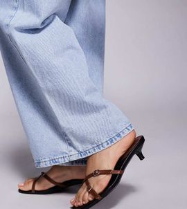 Public Desire Wide Fit Public Desire Wide Fit Cindita slip on kitten heel sandals in black
