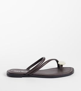 Public Desire Wide Fit Public Desire Wide Fit Farron flat sandals with faux-stone appliqué in chocolate brown