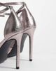 Public Desire Wide Fit Public Desire Wide Fit gilded tie leg heeled sandals in pewter-Silver - 4