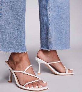 Public Desire Wide Fit Public Desire Wide Fit Jamie strappy mid heel mule sandals in white