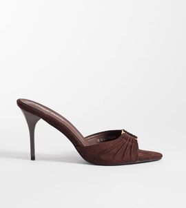 Public Desire Wide Fit Public Desire Wide Fit Kourtney heeled mule sandals in brown suedette