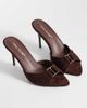 Public Desire Wide Fit Public Desire Wide Fit Kourtney heeled mule sandals in brown suedette - 2