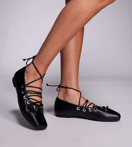 Public Desire Wide Fit Public Desire Wide Fit lace up shoes in black
