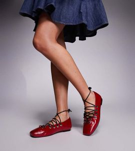 Public Desire Wide Fit Public Desire Wide Fit lace up shoes in cherry red