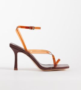 Public Desire Wide Fit Public Desire Wide Fit Liberty square toe heeled sandals in brown