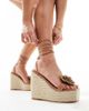 Public Desire Wide Fit Public Desire Wide Fit Mariella heeled espadrille with crochet rosette in natural-Neutral - 2
