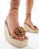 Public Desire Wide Fit Public Desire Wide Fit Mariella heeled espadrille with crochet rosette in natural-Neutral - 3