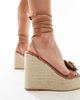 Public Desire Wide Fit Public Desire Wide Fit Mariella heeled espadrille with crochet rosette in natural-Neutral - 4