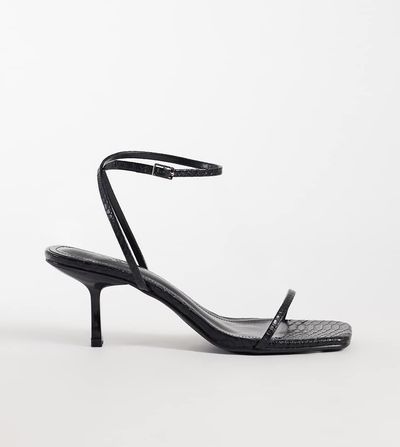 Public Desire Wide Fit Public Desire Wide Fit Natalya barely there heeled sandals in black croc