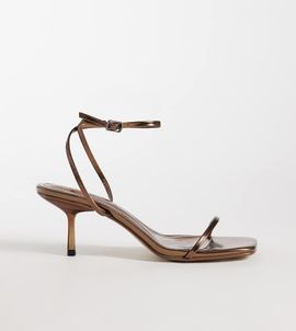 Public Desire Wide Fit Public Desire Wide Fit Natalya barely there heeled sandals in bronze-Brown