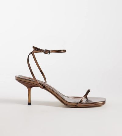 Public Desire Wide Fit Public Desire Wide Fit Natalya barely there heeled sandals in bronze-Brown