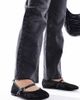 Public Desire Wide Fit Public Desire Wide Fit Pirouette lace mary jane ballet flats in black - 1