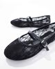 Public Desire Wide Fit Public Desire Wide Fit Pirouette lace mary jane ballet flats in black - 2
