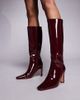 Public Desire Wide Fit Public Desire Wide Fit Pose square toe heeled knee boots in burgundy-Red - 1