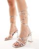 Public Desire Wide Fit Public Desire Wide Fit Rhea block heeled sandal in silver-Pink - 2