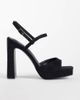 Public Desire Wide Fit Public Desire Wide Fit Rhoda platform heeled sandals in black micro - 1