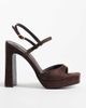Public Desire Wide Fit Public Desire Wide Fit Rhoda platform heeled sandals in chocolate suedette-Brown - 1