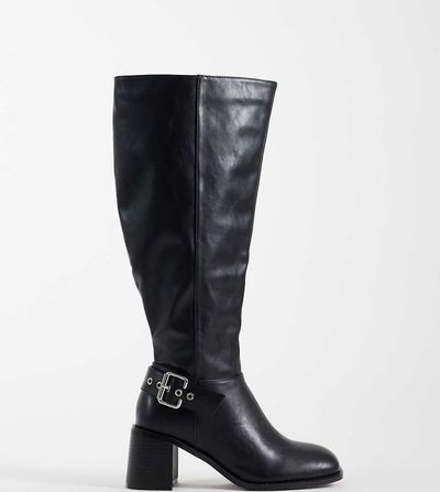 Public Desire Wide Fit Public Desire Wide Fit Ruth block heel knee boots in black