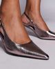 Public Desire Wide Fit Public Desire Wide Fit Salsa sling back kitten heels in pewter-Silver - 2