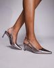 Public Desire Wide Fit Public Desire Wide Fit Salsa sling back kitten heels in pewter-Silver - 3