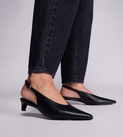 Public Desire Wide Fit Public Desire Wide Fit Saskia slingback kitten heel shoes in black
