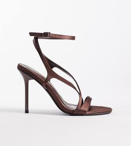 Public Desire Wide Fit Public Desire Wide Fit Sheer heeled sandals in brown satin
