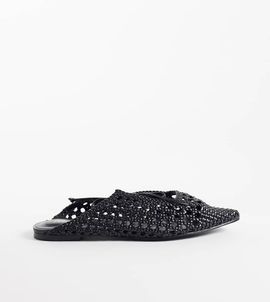 Public Desire Wide Fit Public Desire Wide Fit Tabitha woven pointy flat mules in black