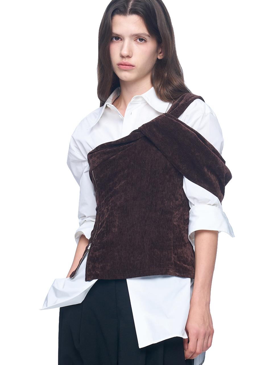 PUBLICKA X AURORA DRAPE TOP, BROWN