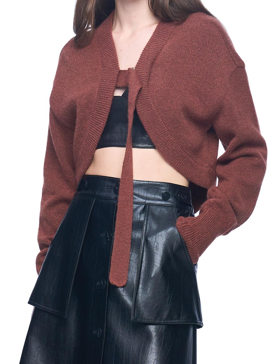 PUBLICKA X HEIDI KNIT CARDIGAN, MAHOGANY BROWN