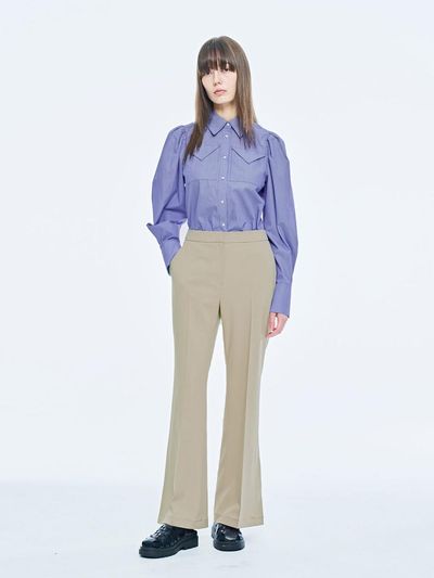 PUBLICKA X MORGAN SLIT PANTS, TAN BEIGE
